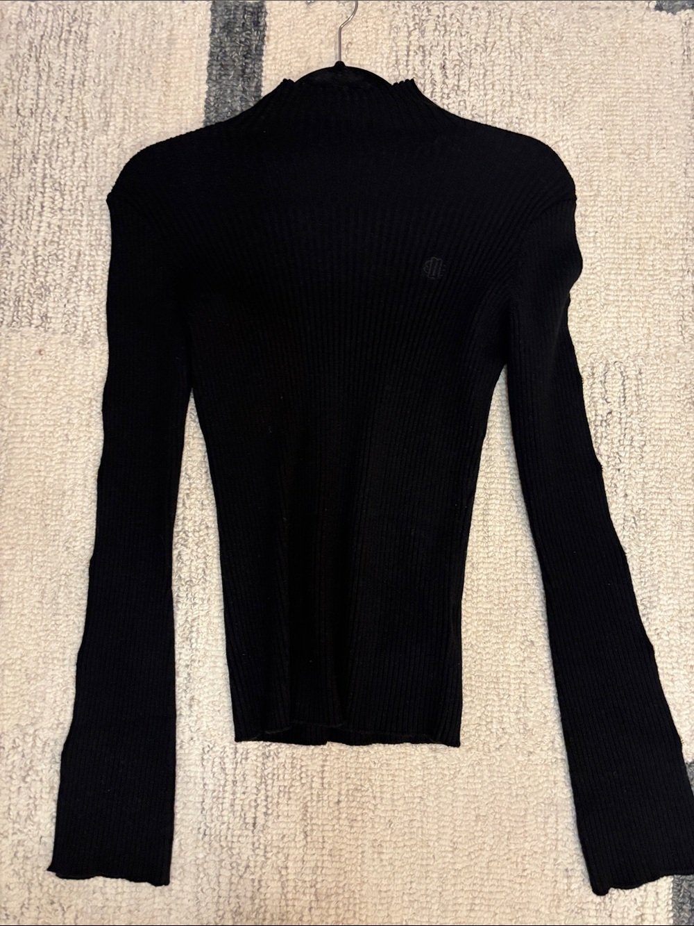 Maje Black Ribbed Turtleneck Sweater